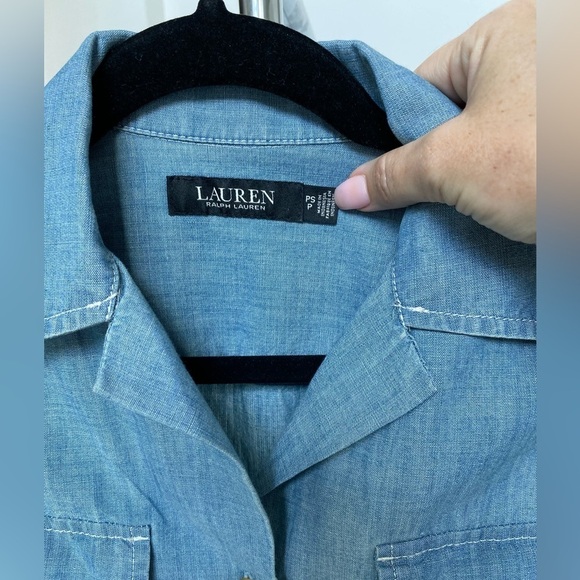 Ralph Lauren Denim Collared Button Down Blue Shirt Petite Small PS - Picture 5 of 9